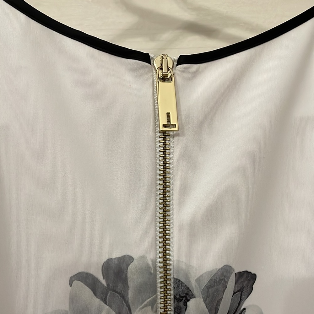Ted Baker White with Yellow and Black Floral Skater Dress - Picture 6 of 6